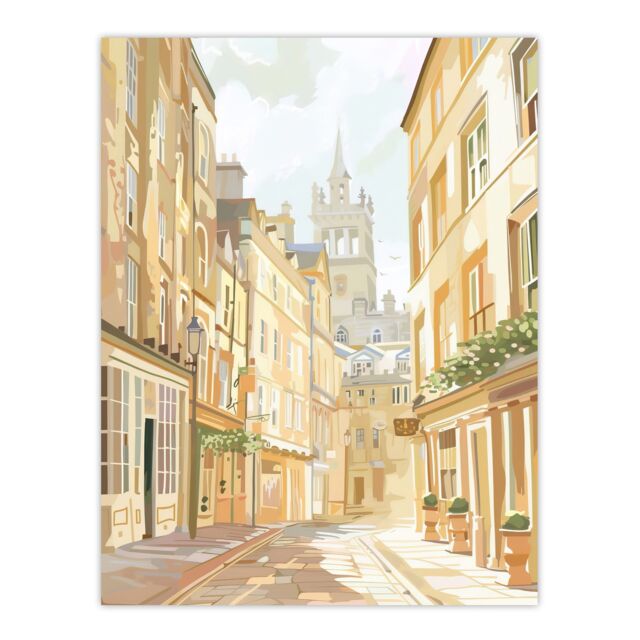 "Artery8 Bath England Sunny Day Street View Cityscape Wall Art Print in Beige - Size: W24"" x H32""" - image 1