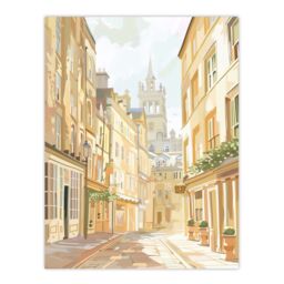 "Artery8 Bath England Sunny Day Street View Cityscape Wall Art Print in Beige - Size: W24"" x H32""" - thumbnail 1
