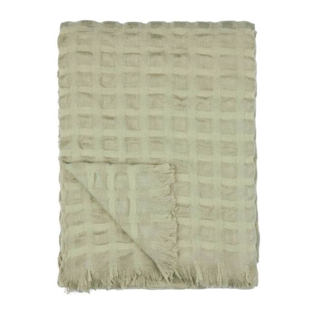 Wylder Walton Waffle Fringed Throw in Green - Size: 130 cm x 180 cm - image 1