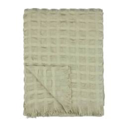 Wylder Walton Waffle Fringed Throw in Green - Size: 130 cm x 180 cm - thumbnail 1