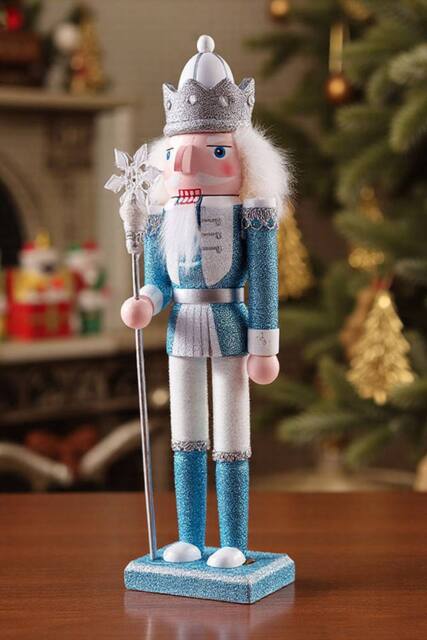 Living and Home Christmas Wooden Snowflake King Nutcracker Figurine Decoration - image 1