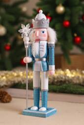 Living and Home Christmas Wooden Snowflake King Nutcracker Figurine Decoration - thumbnail 2