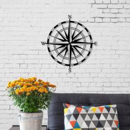 Decortie 'Compass' Modern Metal Wall Art Home Ornament Decorative Minimalist Design in Black