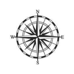Decortie 'Compass' Modern Metal Wall Art Home Ornament Decorative Minimalist Design in Black - thumbnail 2