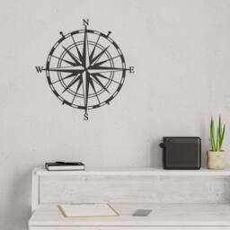 Decortie 'Compass' Modern Metal Wall Art Home Ornament Decorative Minimalist Design in Black - thumbnail 5