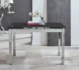 FurnitureboxUK Enna 170cm 6-Seater Chrome & Glass Extending Dining Table in Black - thumbnail 3