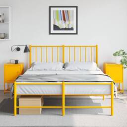 Berkfield Home Bedside Cabinets 2 pcs Mustard Yellow 36x39x60.5 cm Steel - thumbnail 3