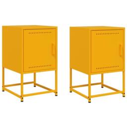 Berkfield Home Bedside Cabinets 2 pcs Mustard Yellow 36x39x60.5 cm Steel