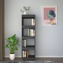 Berkfield Home Beautiful Book Cabinet/Room Divider Grey 40x35x135 cm Solid Pinewood - Size: 40 x 35 x 135 cm - thumbnail 1