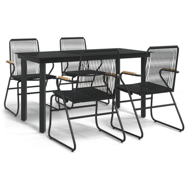 Berkfield Home 5 Piece Garden Dining Set Black PVC Rattan - image 1