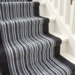 Kukoon Grey & Black Striped Cut to Measure Stair Carpet Runner Rug 70cm Wide - Size: 70 cm x 780 cm - thumbnail 4