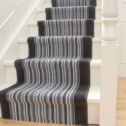 Kukoon Grey & Black Striped Cut to Measure Stair Carpet Runner Rug 70cm Wide - Size: 70 cm x 780 cm - thumbnail 3