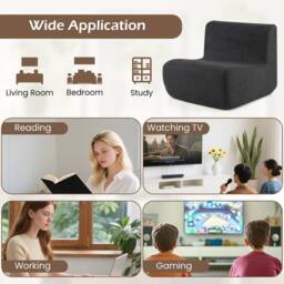 Costway Bean Bag Chair with Velvet Fabric & Comfortable Support in Dark Grey - thumbnail 7