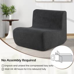 Costway Bean Bag Chair with Velvet Fabric & Comfortable Support in Dark Grey - thumbnail 8
