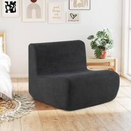 Costway Bean Bag Chair with Velvet Fabric & Comfortable Support in Dark Grey