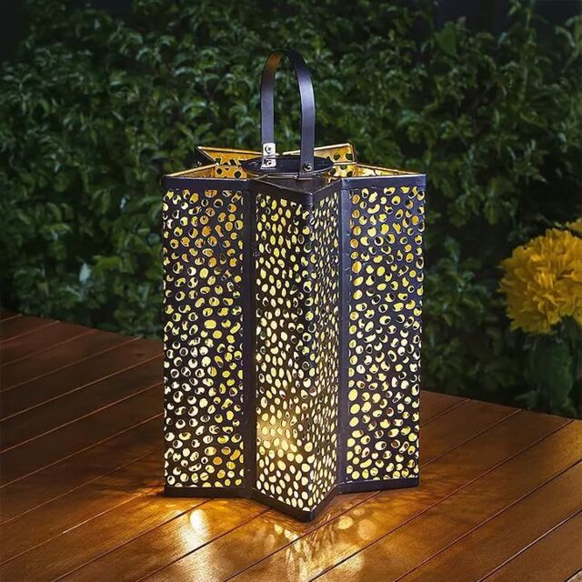 Marco Paul 30cm Silver Metal Star Shaped Solar Garden Lantern - image 1