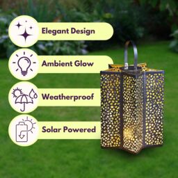 Marco Paul 30cm Silver Metal Star Shaped Solar Garden Lantern - thumbnail 4