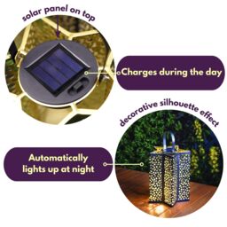 Marco Paul 30cm Silver Metal Star Shaped Solar Garden Lantern - thumbnail 6