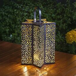 Marco Paul 30cm Silver Metal Star Shaped Solar Garden Lantern - thumbnail 1
