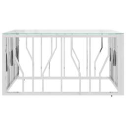 Berkfield Home Decorative Coffee Table 80x80x40 cm Stainless Steel & Glass in Silver - Size: 80 x 80 x 40 cm