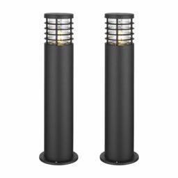 First Choice Lighting Set of 2 Bloom - Black IP44 Outdoor 50cm Post Lights - thumbnail 1