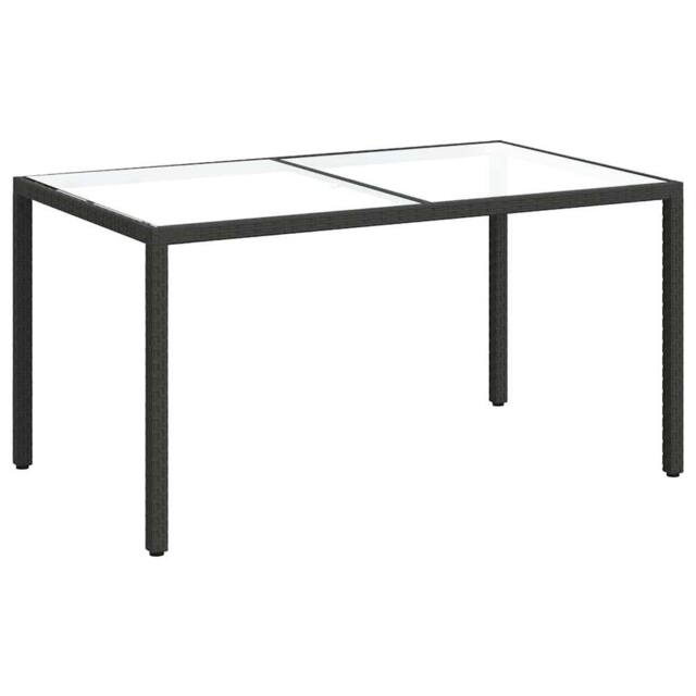 Berkfield Home Garden Table 150x90x75 cm Tempered Glass & Poly Rattan Black - Size: 150 x 90 x 75 cm - image 1
