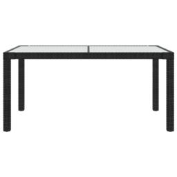 Berkfield Home Garden Table 150x90x75 cm Tempered Glass & Poly Rattan Black - Size: 150 x 90 x 75 cm - thumbnail 3