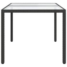 Berkfield Home Garden Table 150x90x75 cm Tempered Glass & Poly Rattan Black - Size: 150 x 90 x 75 cm - thumbnail 4