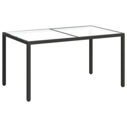 Berkfield Home Garden Table 150x90x75 cm Tempered Glass & Poly Rattan Black - Size: 150 x 90 x 75 cm - thumbnail 1