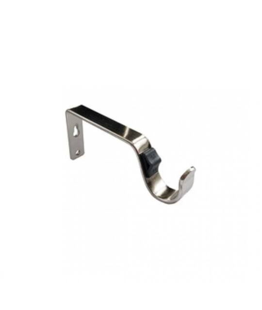 New Edge Blinds Quick Lock Fixed Metal Curtain Pole Support Bracket Pair (28mm) in Silver - image 1