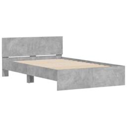Berkfield Home Durable Bed Frame with Headboard & LED Concrete Grey 135x190 cm - Size: Double - thumbnail 6