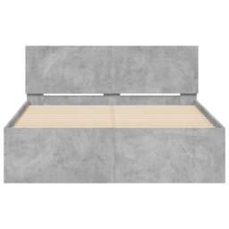 Berkfield Home Durable Bed Frame with Headboard & LED Concrete Grey 135x190 cm - Size: Double - thumbnail 7