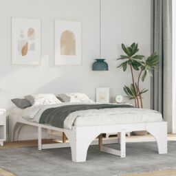 Berkfield Home Floor Bed Frame with Storage White 120 x 190 cm Solid pine wood - thumbnail 1