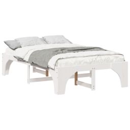 Berkfield Home Floor Bed Frame with Storage White 120 x 190 cm Solid pine wood - thumbnail 3