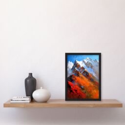 Artery8 Himalayan Mountain Range Palette Knife Painting Framed Art Print in Orange - Size: A4 - thumbnail 4
