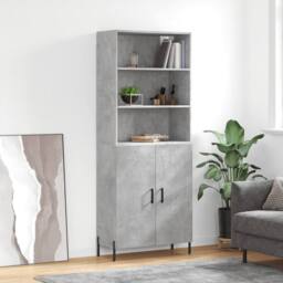 Berkfield Home Highboard Concrete Grey 69.5x34x180 cm Engineered Wood - thumbnail 2