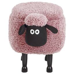 Wyld and Coco Pink Sheep Faux Fur Footstool Lift Up Storage Black Rubberwood Legs - thumbnail 5