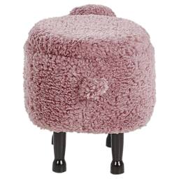 Wyld and Coco Pink Sheep Faux Fur Footstool Lift Up Storage Black Rubberwood Legs - thumbnail 6