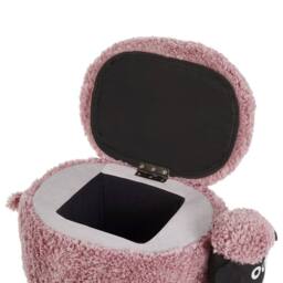 Wyld and Coco Pink Sheep Faux Fur Footstool Lift Up Storage Black Rubberwood Legs - thumbnail 8