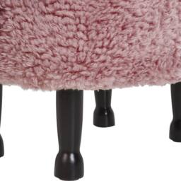 Wyld and Coco Pink Sheep Faux Fur Footstool Lift Up Storage Black Rubberwood Legs - thumbnail 9