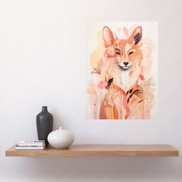 Artery8 Wall Art Print Floral Fox Spirit Animal Boho Calm Pastel Colour Artwork Orange Pink Abstract Woodland Creature Flowers Poster - thumbnail 2