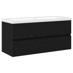 Berkfield Home Sink Cabinet with Built-in Basin Black Oak Engineered Wood - thumbnail 2