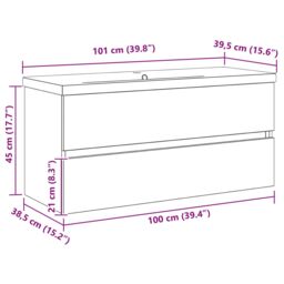 Berkfield Home Sink Cabinet with Built-in Basin Black Oak Engineered Wood - thumbnail 9