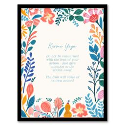 "Artery8 Wall Art Print Hinduism Karma Yoga Veda Hindu Faith Gods Quote Floral Framed - Size: W12"" x H16""" - thumbnail 1