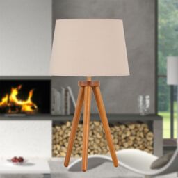 First Choice Lighting Set of 2 Dark Oak Table Lamp or Bedside Lights with Natural Shades in Brown - thumbnail 3
