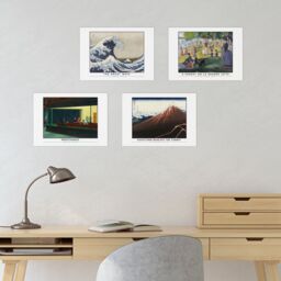 Artery8 Wall Art Print Classic Paintings Hopper Nighthawks Hokusai Great Wave Rainstorm Mount Fuji Seurat Sunday La Grande Jatte A4 Poster Pack of 4 - thumbnail 4
