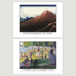 Artery8 Wall Art Print Classic Paintings Hopper Nighthawks Hokusai Great Wave Rainstorm Mount Fuji Seurat Sunday La Grande Jatte A4 Poster Pack of 4 - thumbnail 3