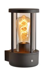 Lucide 'LORI' Non Dimmable Stylish Day Night Sensor Outdoor Wall Light 1xE27 in Black
