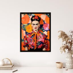 Wee Blue Coo Wall Art Print Fierce Mexican Artist Woman Vibrant Oil Painting Orange Pink Blue Bold Floral Portrait Art Framed - Size: A4 - thumbnail 4