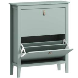 Wyld Haus Sela Mint Green 2 Drawer Shoe Cabinet Particle Board Leather Handles - thumbnail 2